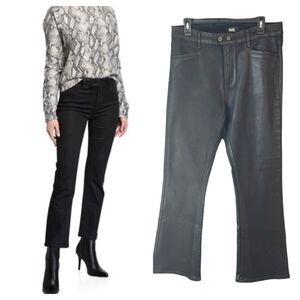PAIGE Claudine Kick Flare in Black Luxe Coating Wax Jeans - Wide Leg Sz 32